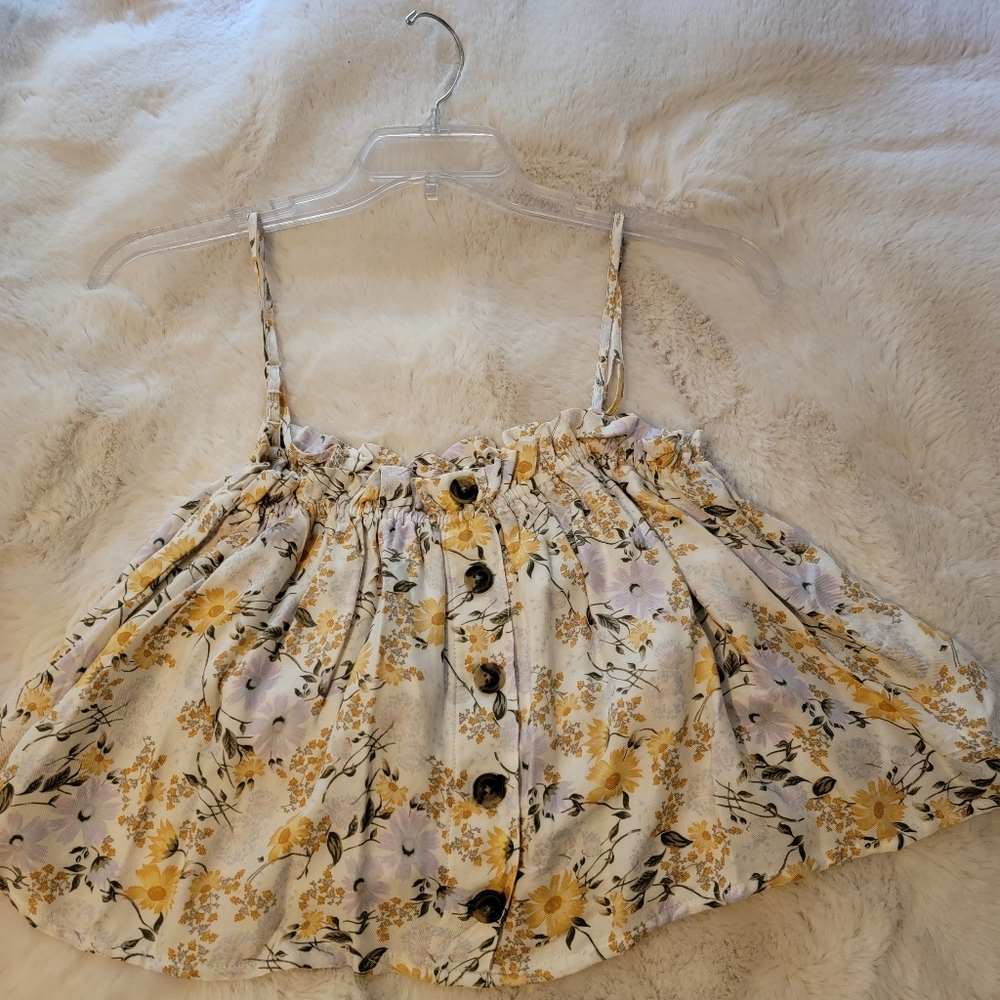 Women's American Eagle flower flowy cropped blouse Large